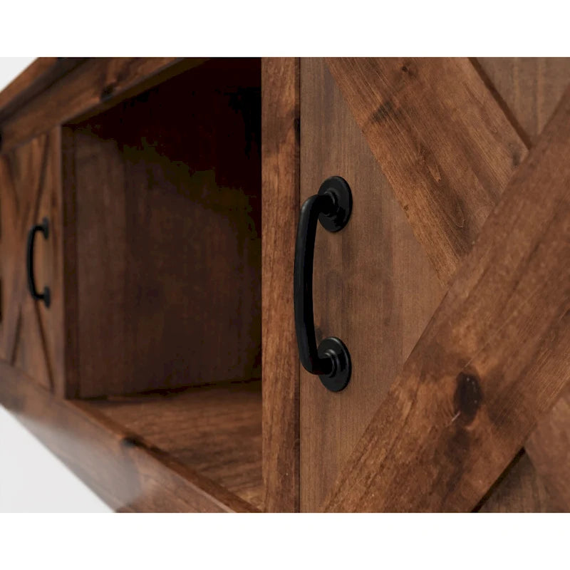 Table basse de style rustique de 122 cm — Aucun assemblage requis, finition whisky vieilli