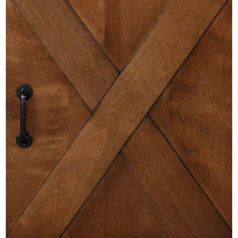 Table basse de style rustique de 122 cm — Aucun assemblage requis, finition whisky vieilli