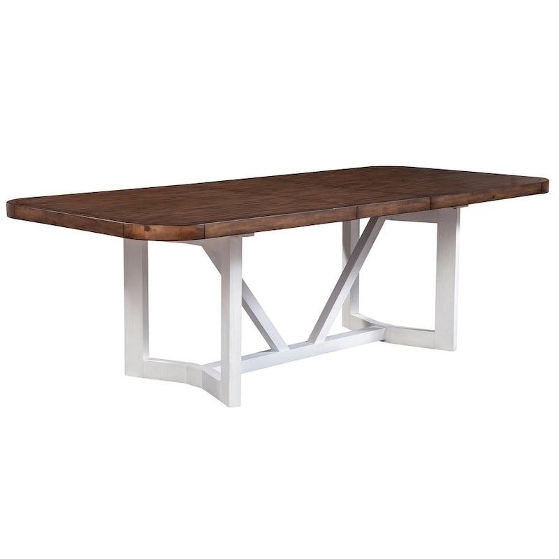 Table à manger en bois bicolore — Marron et blanc
