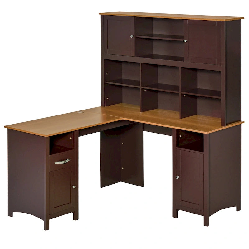 Bureau d'angle en L (avec étagères) — Bureau d'ordinateur / Poste de travail