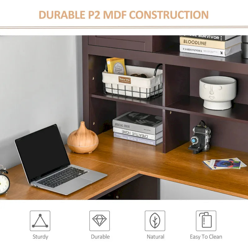 Bureau d'angle en L (avec étagères) — Bureau d'ordinateur / Poste de travail