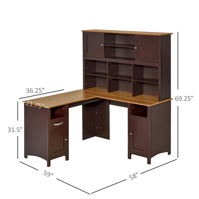 Bureau d'angle en L (avec étagères) — Bureau d'ordinateur / Poste de travail