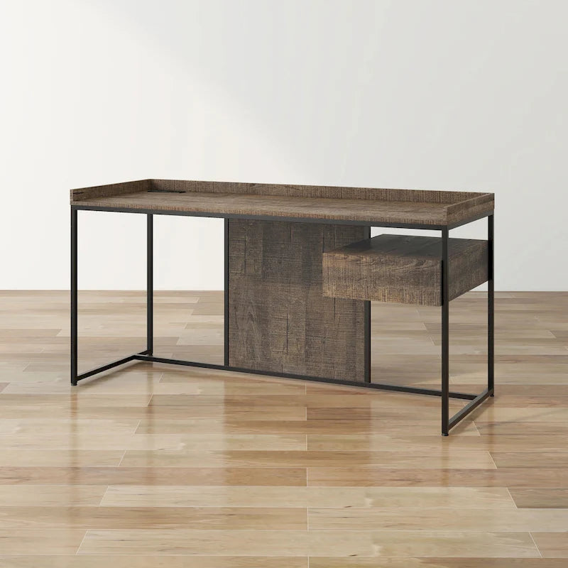 Bureau d'ordinateur en acier de 63 pouces avec ports USB