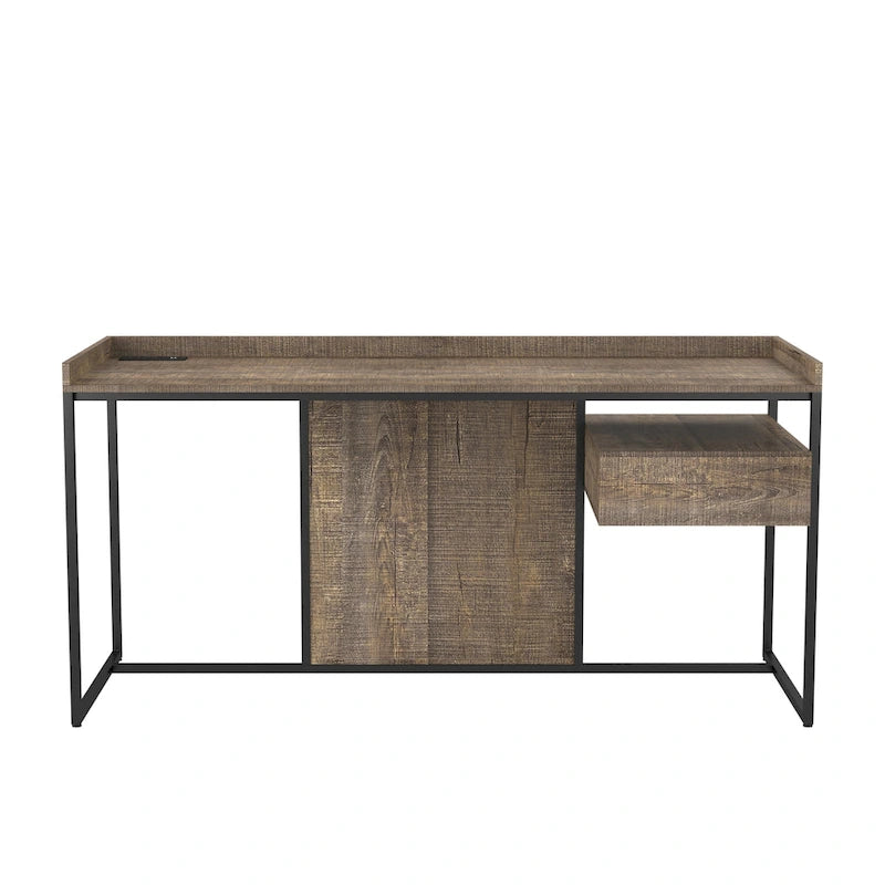 Bureau d'ordinateur en acier de 63 pouces avec ports USB