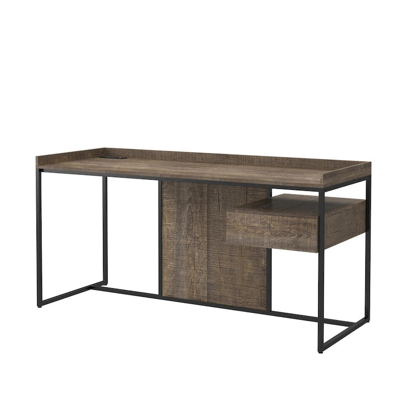 Bureau d'ordinateur en acier de 63 pouces avec ports USB