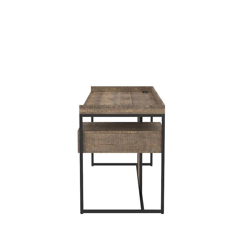 Bureau d'ordinateur en acier de 63 pouces avec ports USB