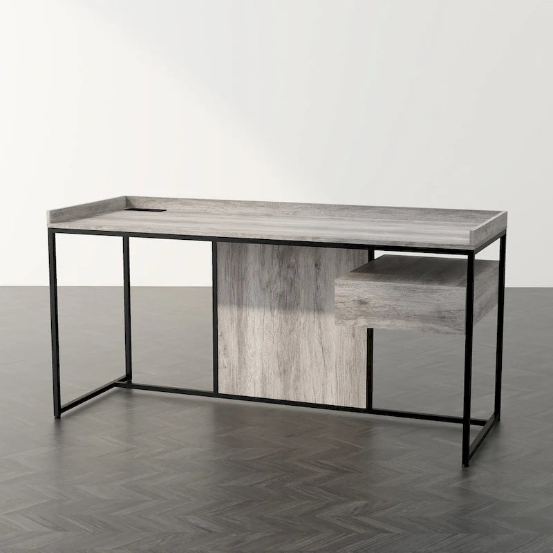 Bureau d'ordinateur en acier de 63 pouces avec ports USB