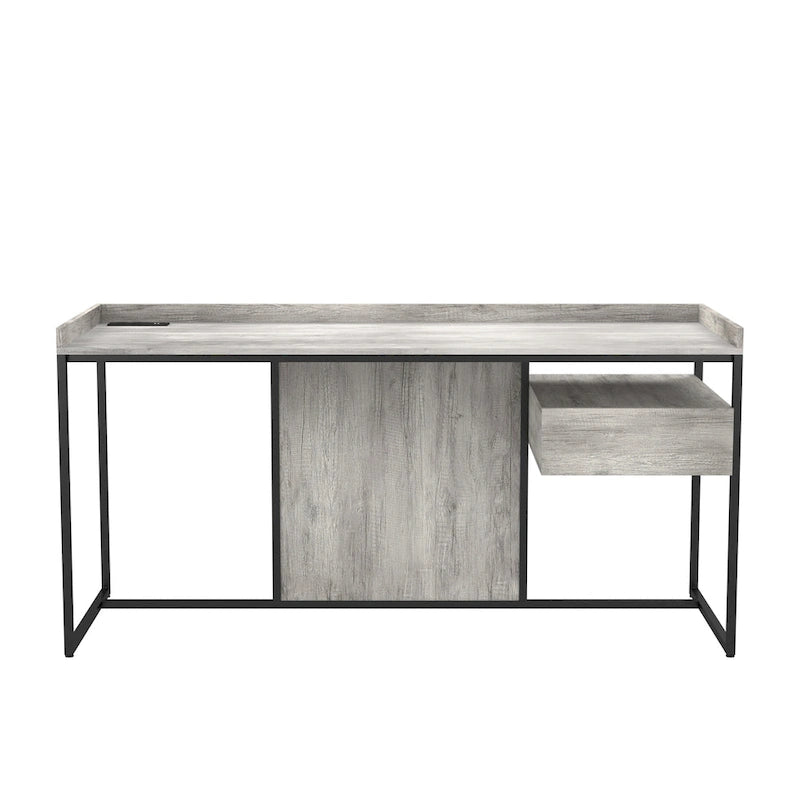 Bureau d'ordinateur en acier de 63 pouces avec ports USB