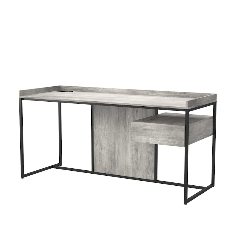 Bureau d'ordinateur en acier de 63 pouces avec ports USB