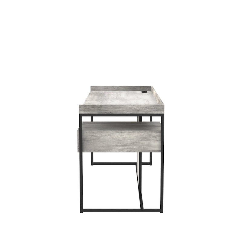 Bureau d'ordinateur en acier de 63 pouces avec ports USB