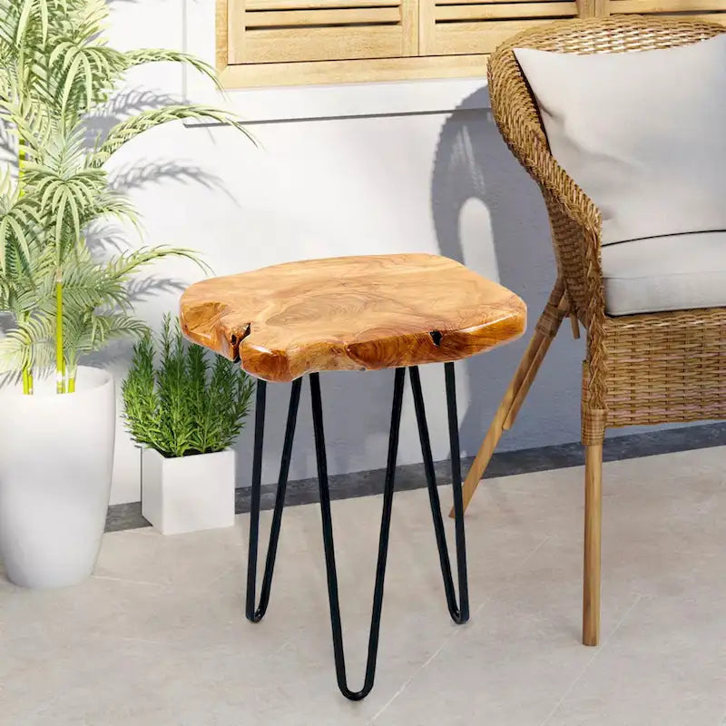 Cedar Roots Naturally Shaped Small Stand with 3 Hairpin Legs - 13.5 x 12 x 19