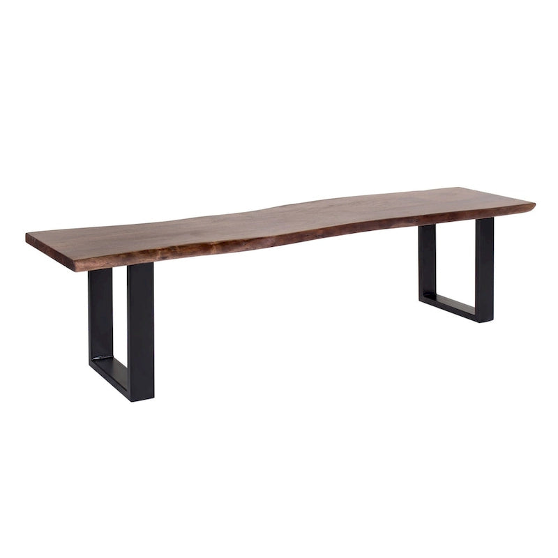 Tabouret de bar en bois d'acacia et fer forgé fait main