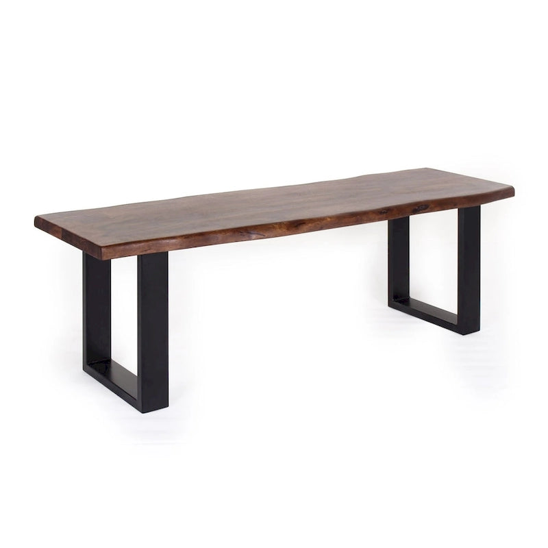 Tabouret de bar en bois d'acacia et fer forgé fait main