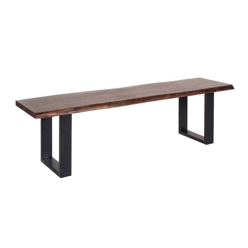 Tabouret de bar en bois d'acacia et fer forgé fait main