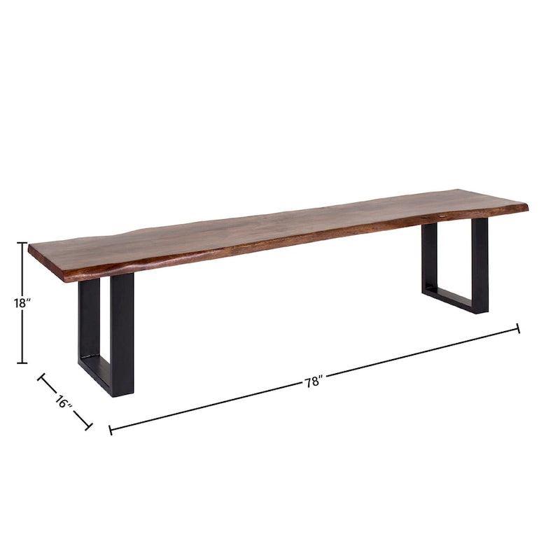 Tabouret de bar en bois d'acacia et fer forgé fait main