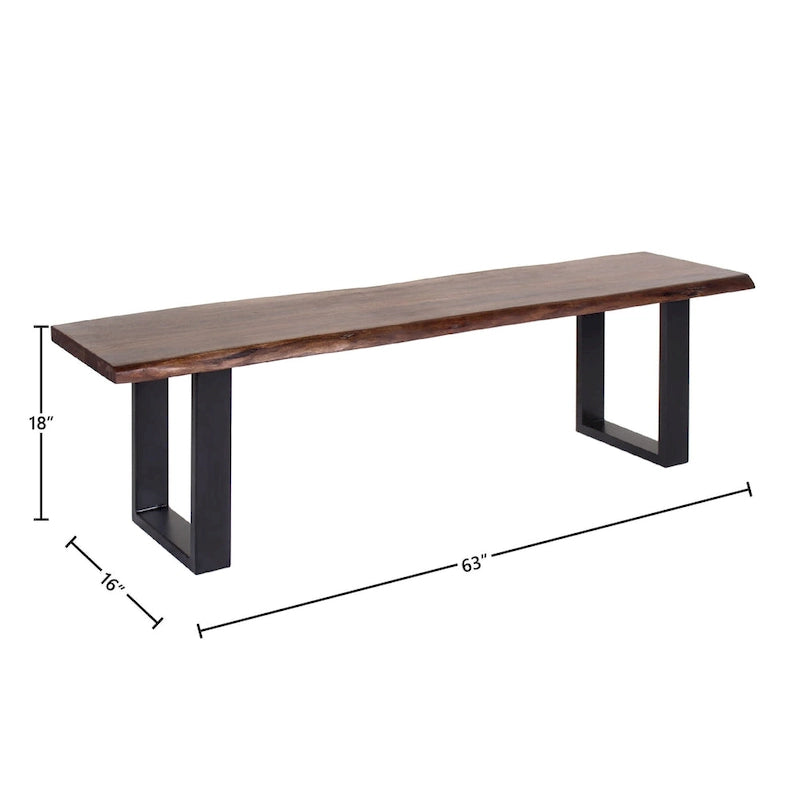Tabouret de bar en bois d'acacia et fer forgé fait main