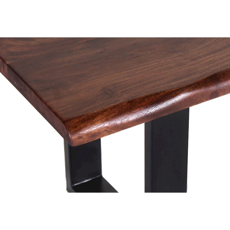Tabouret de bar en bois d'acacia et fer forgé fait main