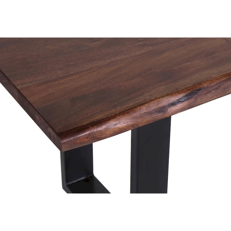 Tabouret de bar en bois d'acacia et fer forgé fait main