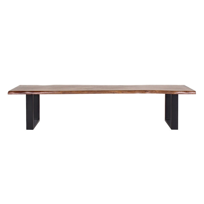 Tabouret de bar en bois d'acacia et fer forgé fait main