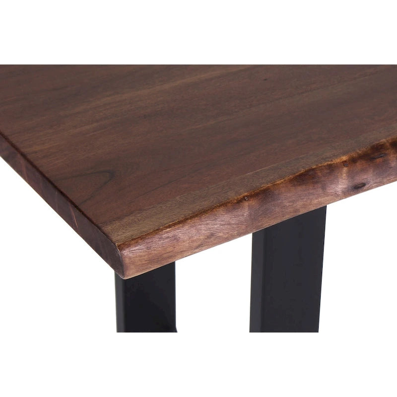 Tabouret de bar en bois d'acacia et fer forgé fait main