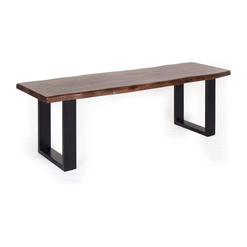 Tabouret de bar en bois d'acacia et fer forgé fait main