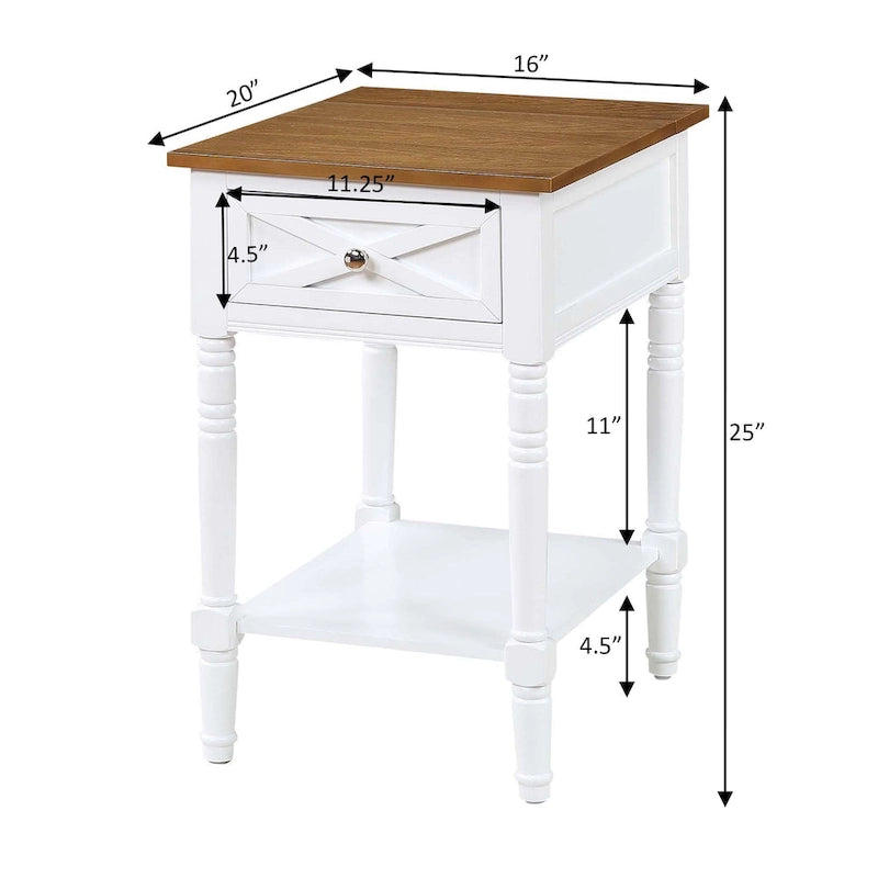 Table de chevet à tiroir unique (avec station de charge et étagère de rangement)