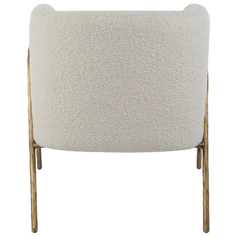 Fauteuil bas en peau de mouton blanc cassé - 27 pouces de largeur x 28,5 pouces de hauteur x 27 pouces de profondeur