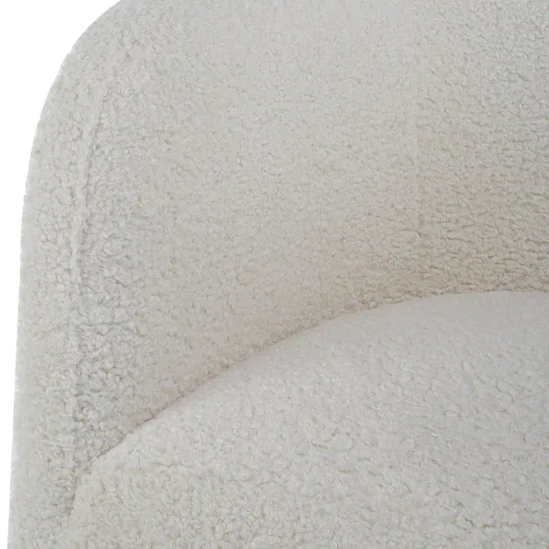 Fauteuil bas en peau de mouton blanc cassé - 27 pouces de largeur x 28,5 pouces de hauteur x 27 pouces de profondeur