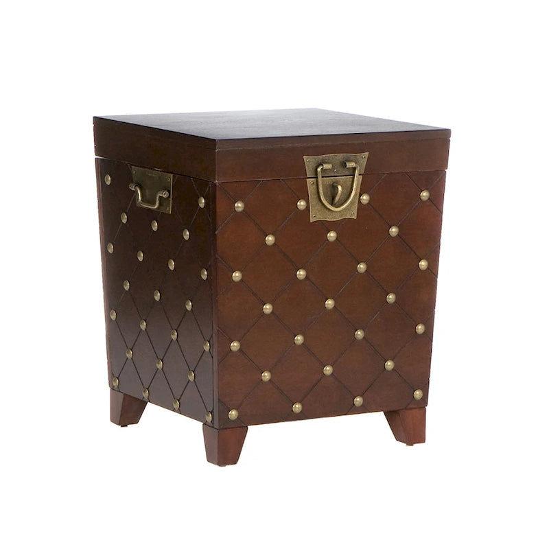 Table d'appoint cloutée couleur expresso