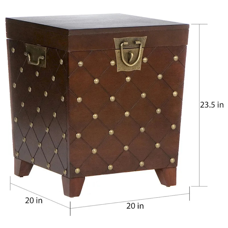 Table d'appoint cloutée couleur expresso