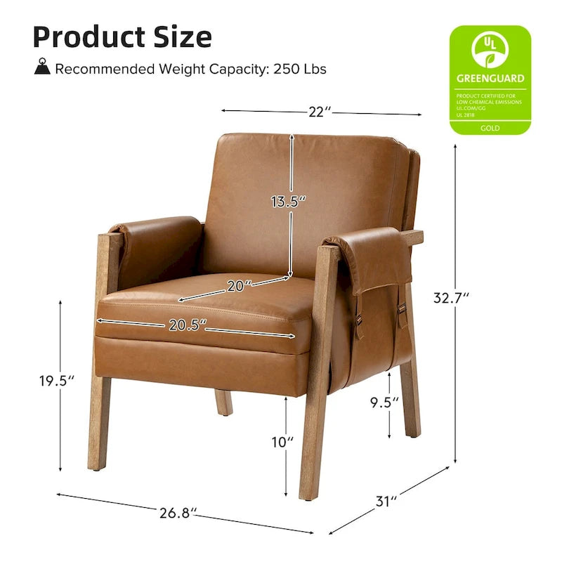 Fauteuils en similicuir style ferme avec pieds en bois massif, deux chaises par ensemble.