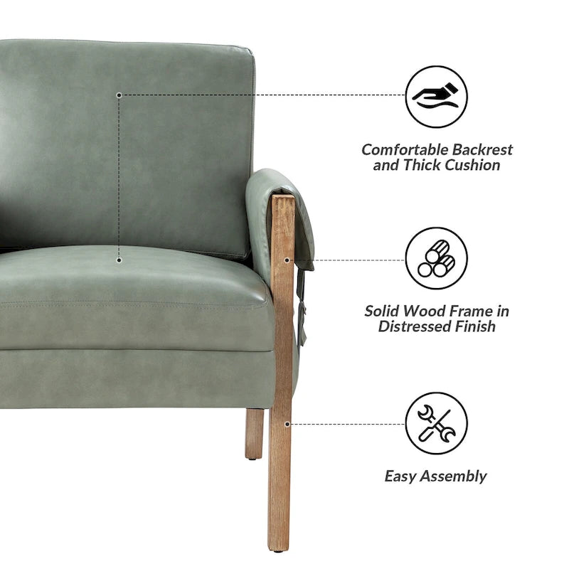 Fauteuils en similicuir style ferme avec pieds en bois massif, deux chaises par ensemble.