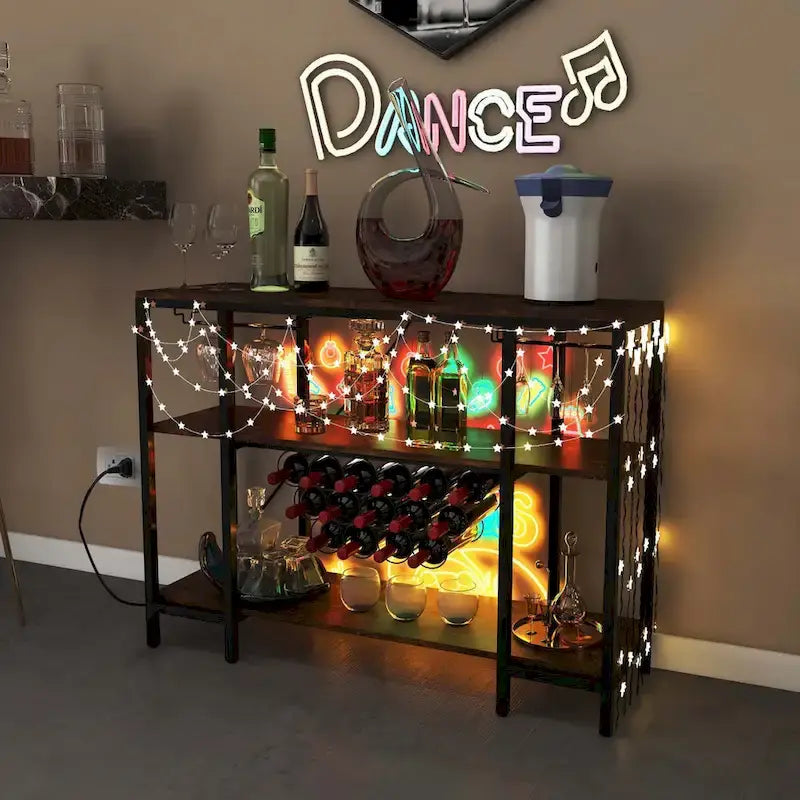 Cave à vin et étagère de bar – Table de présentation de boissons et de verrerie (Comprend...) – Voir les détails