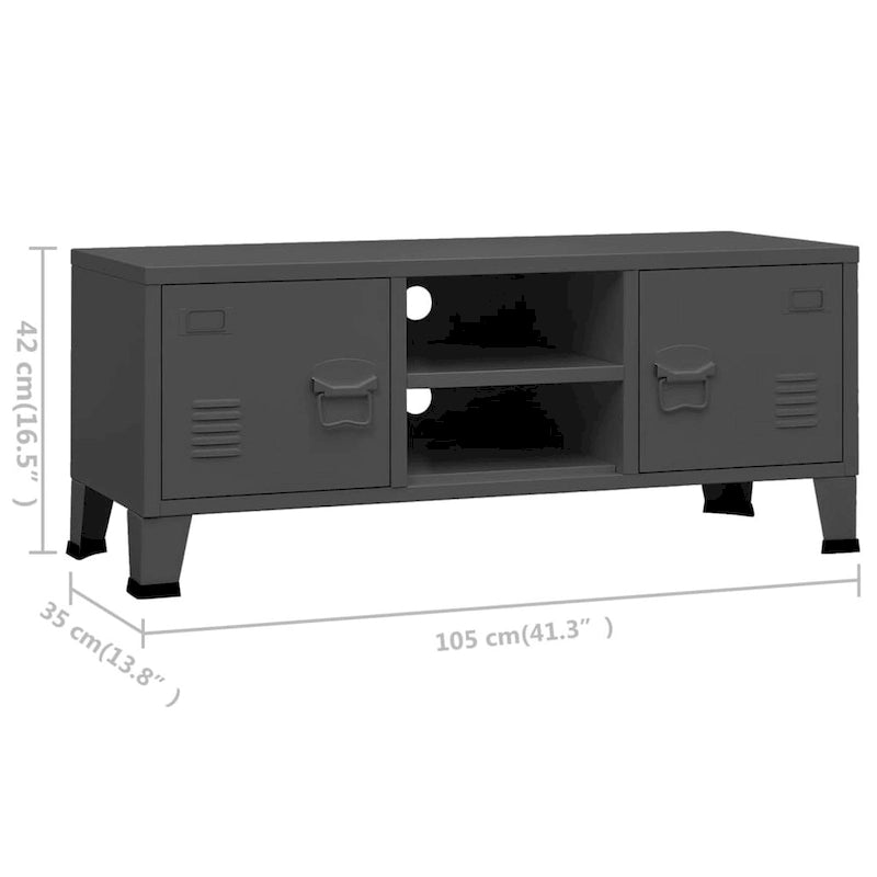 Meuble TV XL/Meuble TV bas/Meuble d'appoint/Meuble TV/Meuble home cinéma/Armoire/Meuble en métal - 41.3 x 13.8 x 16.5