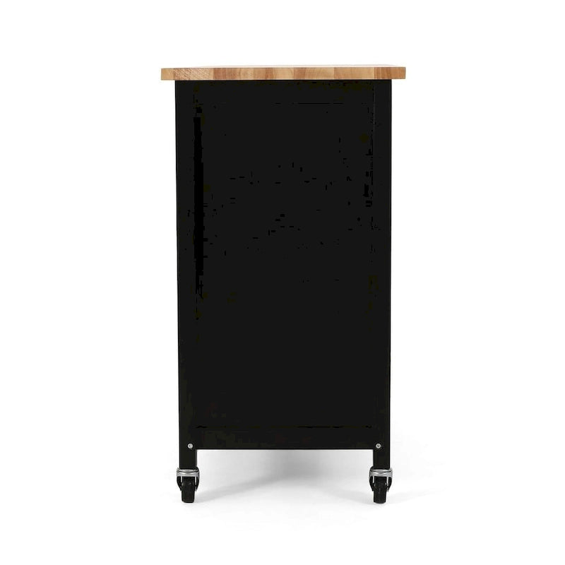 Desserte de cuisine moderne en bois (avec roues, tiroir et meuble de rangement)