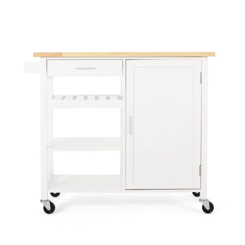 Desserte de cuisine moderne en bois (avec roues, tiroir et meuble de rangement)