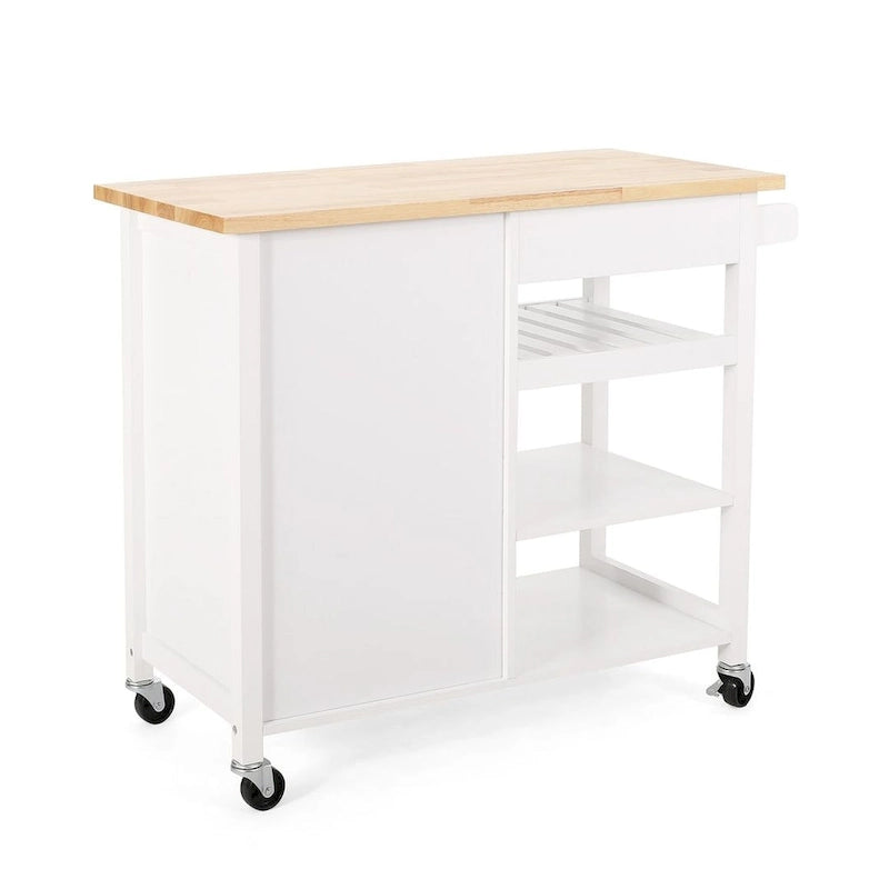 Desserte de cuisine moderne en bois (avec roues, tiroir et meuble de rangement)