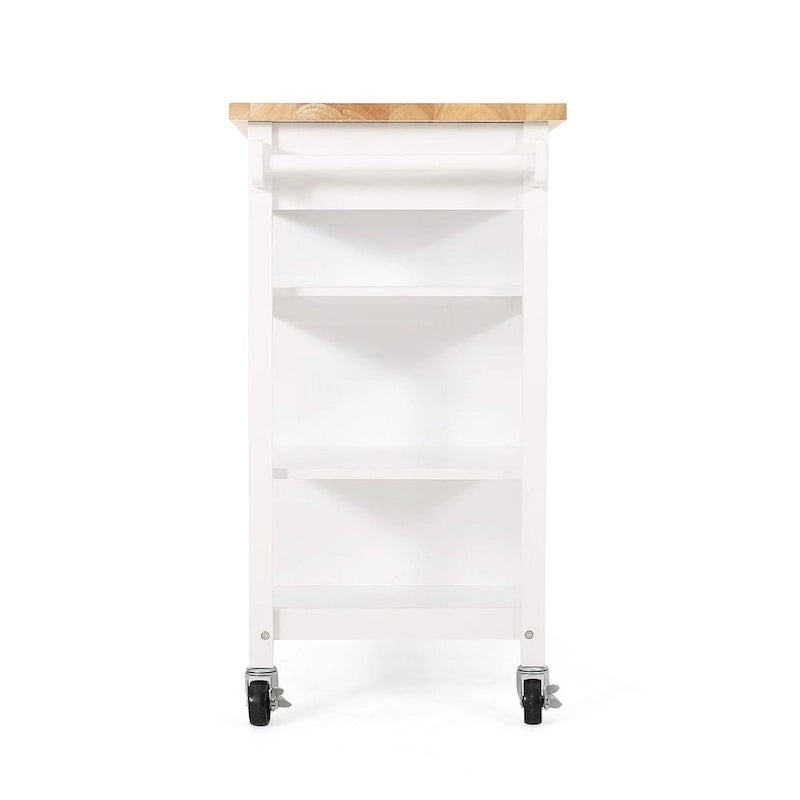 Desserte de cuisine moderne en bois (avec roues, tiroir et meuble de rangement)