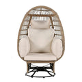 Fauteuil pivotant de jardin en rotin en forme d'œuf avec coussins et fonction à bascule