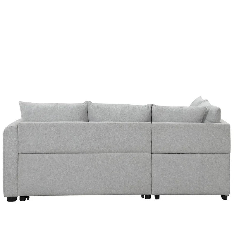 Canapé d'angle convertible rembourré avec pouf de rangement mobile, canapé-lit escamotable en forme de L