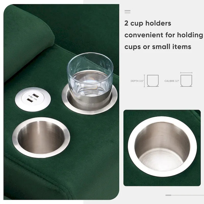 Canapé d'angle en U 123*55 avec console, porte-gobelets et ports USB, ensemble de canapés-lits symétriques rembourrés à 6 places avec méridienne