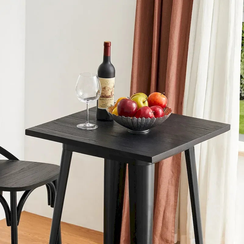 Table de bar industrielle en acier style ferme (Plateau en bois)