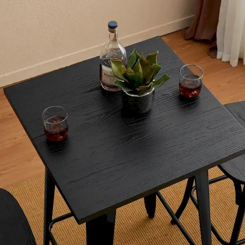 Table de bar industrielle en acier style ferme (Plateau en bois)