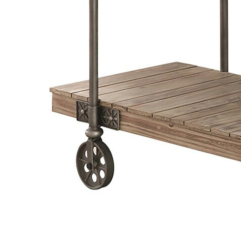 Table d'appoint de canapé de 120 cm – Conception à panneaux avec étagère de rangement et roulettes – Brun/Noir