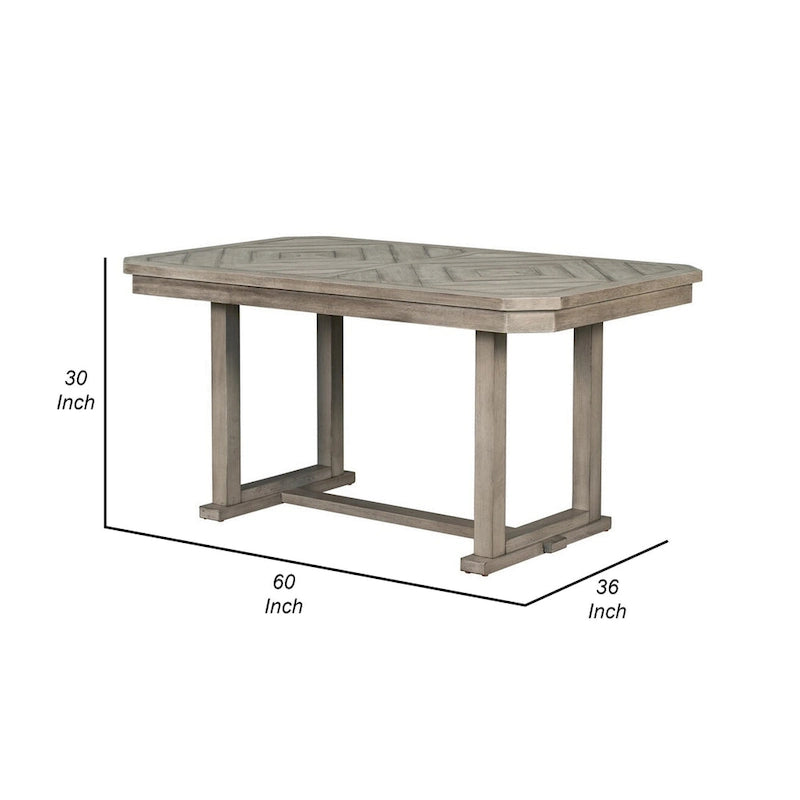 Table à manger de 60 pouces, rectangulaire, motif grain de bois diamant, gris