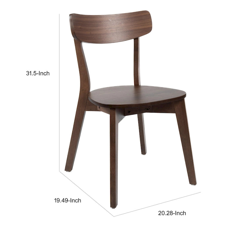 Chaise de salle à manger, assise ronde en bois, dossier ouvert, noyer brun.
