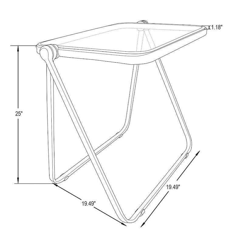 Table d'appoint pliante carrée en plastique avec cadre en fer