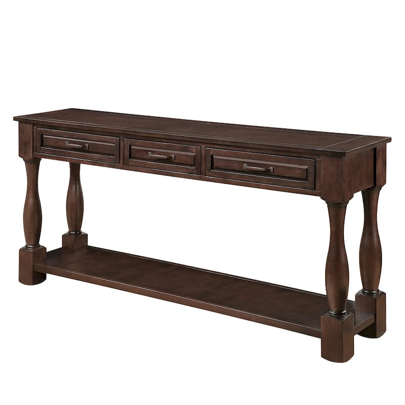 Console en bois avec 3 tiroirs et 1 étagère inférieure