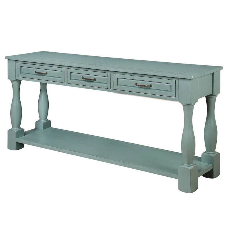 Console en bois avec 3 tiroirs et 1 étagère inférieure