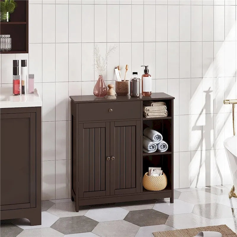 Meuble bas de salle de bain autoportant (avec tiroirs réglables)
